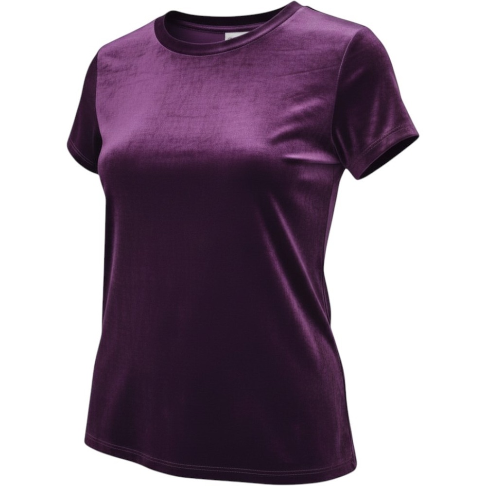 Contempo Casuals Velvet Top Womens XL Purple Short Sleeve 90s Grunge Y2K Indie